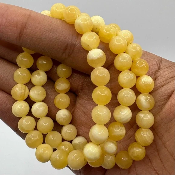 Honey Calcite Crystal Bracelet 8mm - Picture 2 of 3